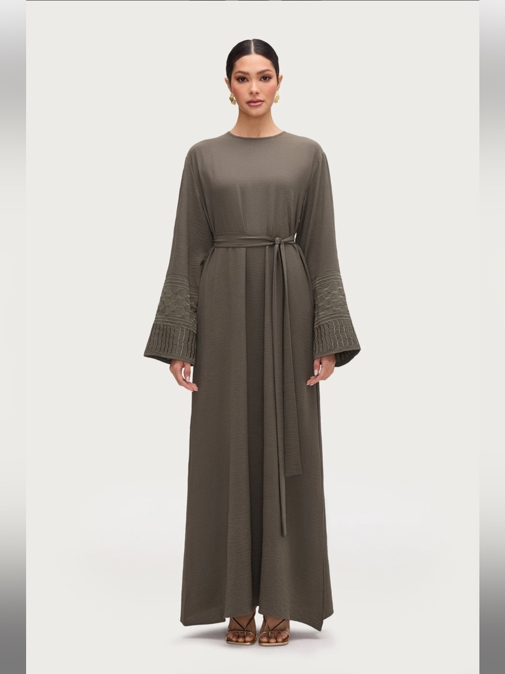 dima embroidered maxi dress in sage